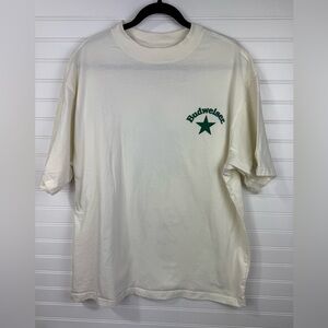 PacSun men’s Budweiser green logo Cream graphic T-Shirt. Size Large